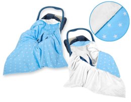 Duży otulacz dla niemowląt do fotelika nosidełka wózka dwustronny - Gwiazdki niebieskie