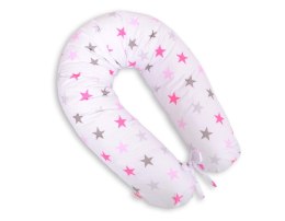 Poduszka ciążowa Longer dla kobiet w ciąży do spania - Gwiazdy szaro-różowe