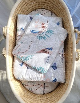 Komplet pościeli dla niemowląt z wypełnieniem 2-cz 75x100cm NEWBORN - blue birds