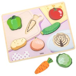 VIGA Drewniane Puzzle Układanka Montessori 2w1 Figurki Warzywa