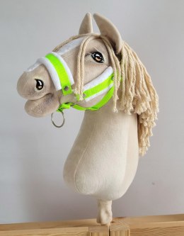 Kantar regulowany dla konia Hobby Horse A3 neon green białym futerkiem