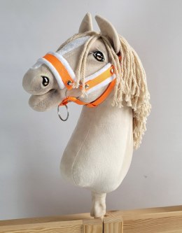 Kantar regulowany dla konia Hobby Horse A3 neon orange białym futerkiem