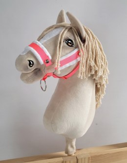 Kantar regulowany dla konia Hobby Horse A3 neon pink białym futerkiem