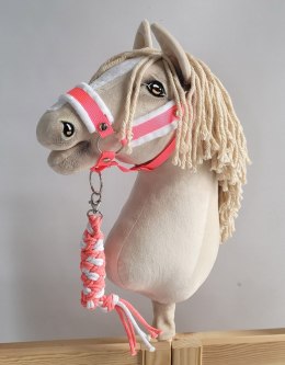 Uwiąz dla Hobby Horse ze sznurka - neon pink/ biały
