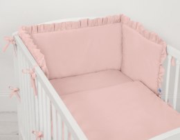 Uniwersalny ochraniacz z falbanką do łóżeczka niemowlęcego - brudny róż