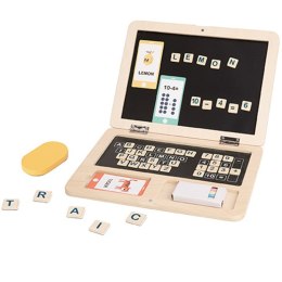 TOOKY TOY Drewniany Laptop Układanka Montessori Puzzle Nauka Literek Pisania Tablica Suchościeralna 58 el.