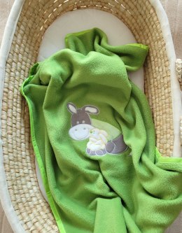 Kocyk polarowy dla niemowląt - Osiołek Lucek zielony