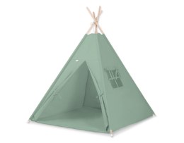 Namiot TIPI dla dzieci +mata + zawieszki pióra - szałwia