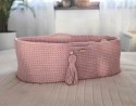 Kosz Mojżesza BOHO Handmade ze stojakiem - pastel pink