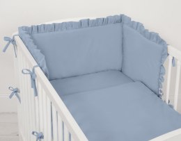 Uniwersalny ochraniacz z falbanką do łóżeczka niemowlęcego - brudny niebieski