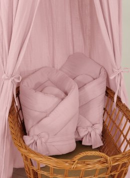 Muślinowy rożek dla niemowląt usztywniany z wiązaniem - pastel pink