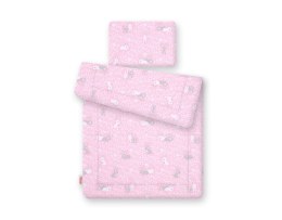 Komplet pościeli dla niemowląt z wypełnieniem 2-cz 75x100cm NEWBORN - króliczki różowe